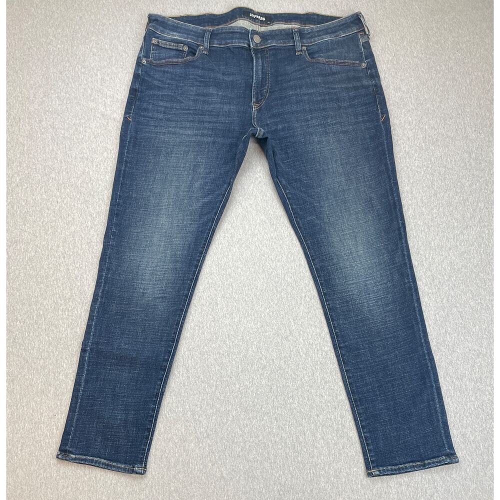 Express Jeans Mens 40 x 32 Blue Denim Cotton‎ Blend Stretch Skinny Leg